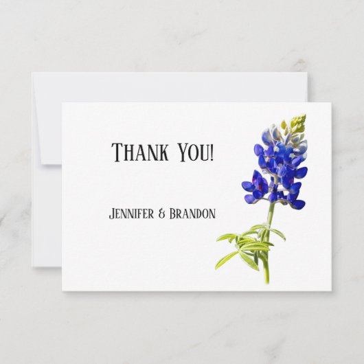 Bluebonnet Bloemen op Wit, Trouwkaart Bedankt (Voorkant)