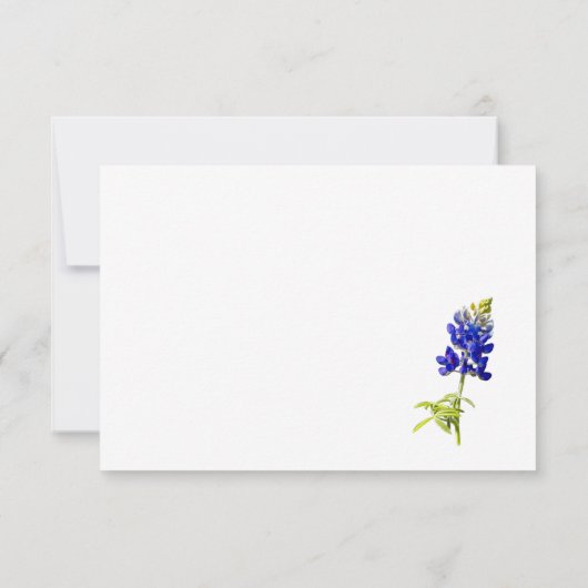 Bluebonnet Bloemen op Wit, Trouwkaart Bedankt (Achterkant)