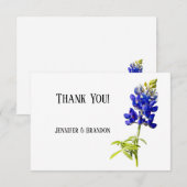 Bluebonnet Bloemen op Wit, Trouwkaart Bedankt (Voorkant / Achterkant)