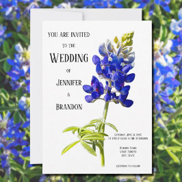 Bluebonnet Bloemen op Wit, Trouwkaart Kaart