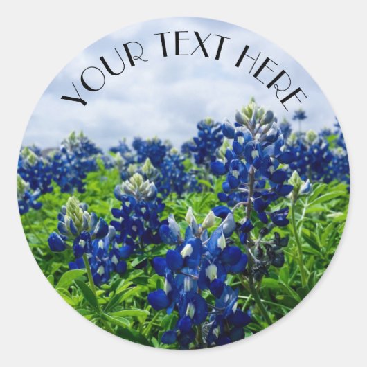 Bluebonnet Blue Flower Texas texan Floral Ronde Sticker (Voorkant)
