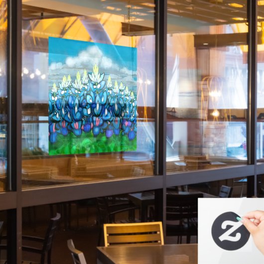Bluebonnet Country Scene Window Cling Raamsticker (Restaurant Raam)