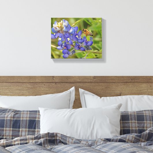 Bluebonnet en Bee fotocanvas Canvas Afdruk (Insitu (Slaapkamer))