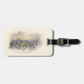 Bluebonnet Field Sketting Waterverf Bagagelabel (Voorkant horizontaal)
