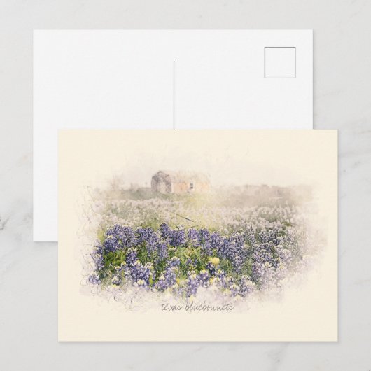 Bluebonnet Field Sketting Waterverf Briefkaart (Voorkant / Achterkant)