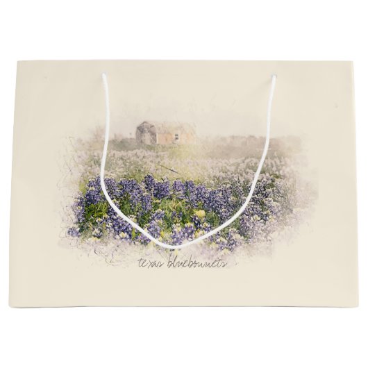 Bluebonnet Field Sketting Waterverf Groot Cadeauzakje (Voorkant)