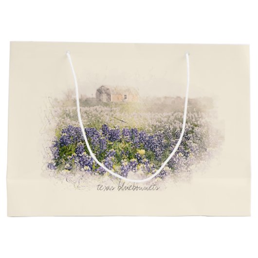 Bluebonnet Field Sketting Waterverf Groot Cadeauzakje (Achterkant)