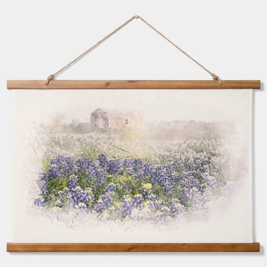 Bluebonnet Field Sketting Waterverf Hangend Wandkleed (Voorkant)