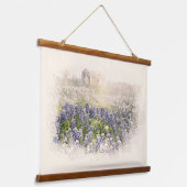 Bluebonnet Field Sketting Waterverf Hangend Wandkleed (Gebogen)