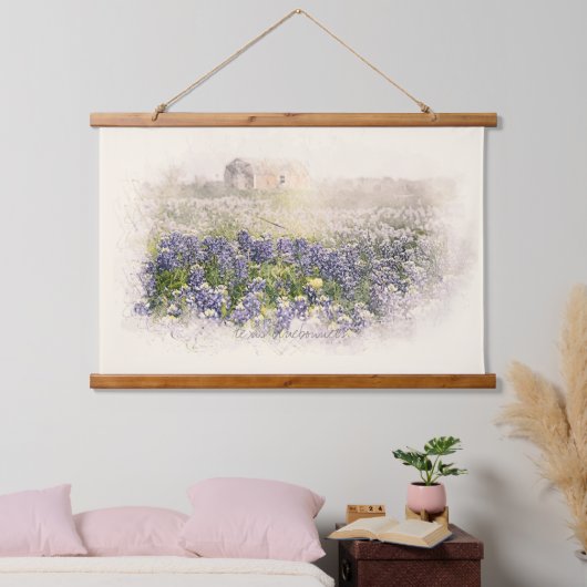 Bluebonnet Field Sketting Waterverf Hangend Wandkleed (Slaapkamer)