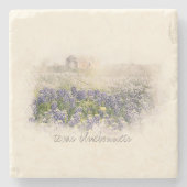 Bluebonnet Field Sketting Waterverf Stenen Onderzetter (Voorkant)