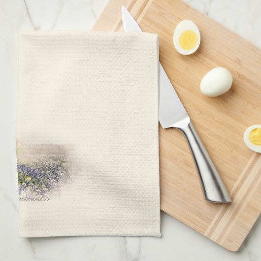 Bluebonnet Field Sketting Waterverf Theedoek (Quarter Fold)