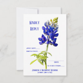 Bluebonnet Floral on White, Wedding RSVP, Bedankkaart