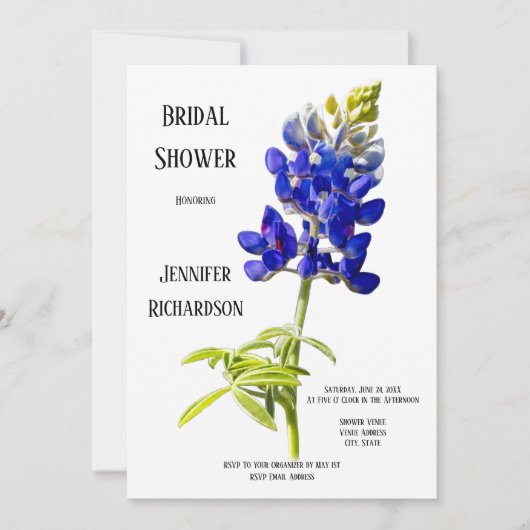 Bluebonnet Floral on White, Wedding Vrijgezellenfe Kaart (Voorkant)