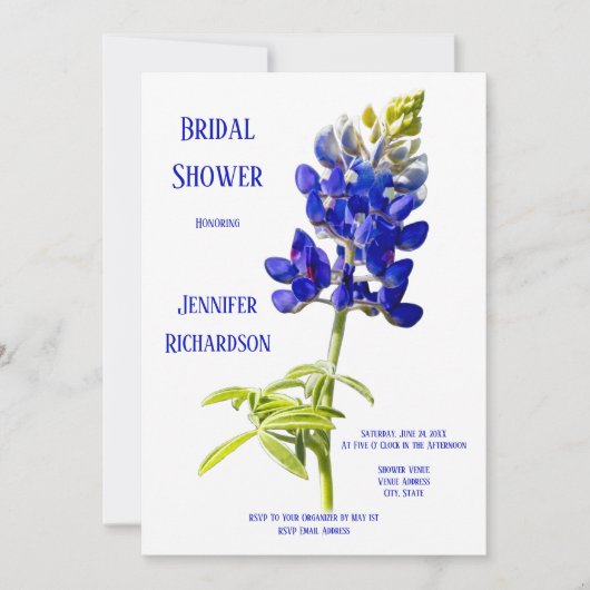 Bluebonnet Floral on White, Wedding Vrijgezellenfe Kaart (Voorkant)