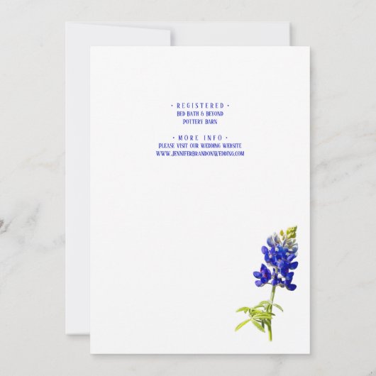 Bluebonnet Floral on White, Wedding Vrijgezellenfe Kaart (Achterkant)