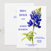 Bluebonnet Floral on White, Wedding Vrijgezellenfe Kaart (Voorkant / Achterkant)