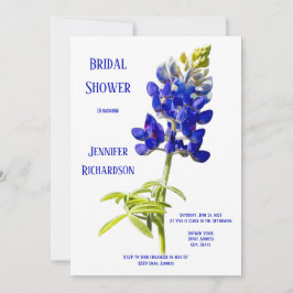 Bluebonnet Floral on White, Wedding Vrijgezellenfe Kaart