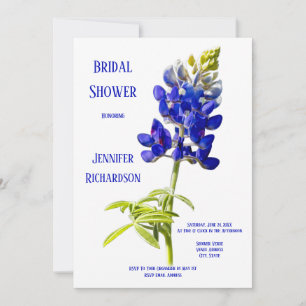 Bluebonnet Floral on White, Wedding Vrijgezellenfe Kaart