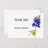 Bluebonnet Floral op White, bruiloft Hartelijk dan Bedankkaart (Voorkant / Achterkant)