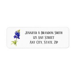 Bluebonnet Floral op White, Wedding Label