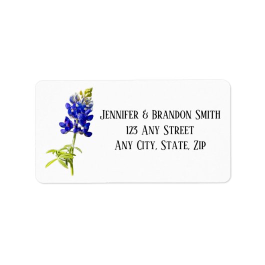Bluebonnet Floral op White, Wedding Label (Voorkant)