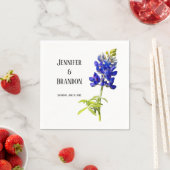 Bluebonnet Floral op White, Wedding Napkins Servet (Insitu)