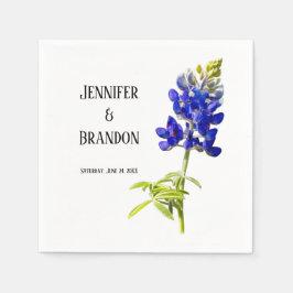 Bluebonnet Floral op White, Wedding Napkins Servet