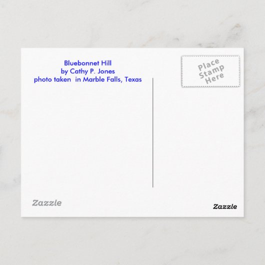 Bluebonnet Hill Briefkaart (Achterkant)