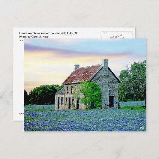 Bluebonnet House, Marble Herfsten, TX Briefkaart (Voorkant / Achterkant)