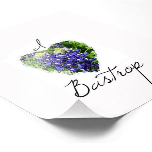 Bluebonnet "I Heart Bastrop" Square Print Foto Afdruk (Hoek)