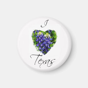 Bluebonnet "I Love Texas" — Heart Design Magnet