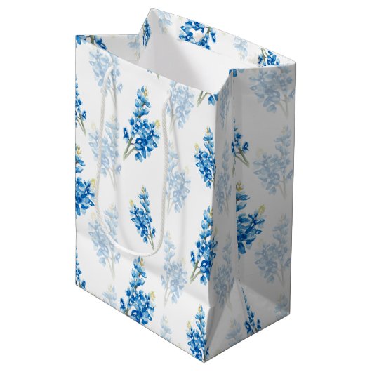 Bluebonnet Pattern Large Gift Bag Medium Cadeauzakje (Voorkant Gekanteld)