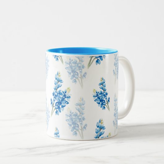 Bluebonnet Pattern Tweekleurige Koffiemok (Voorkant rechts)