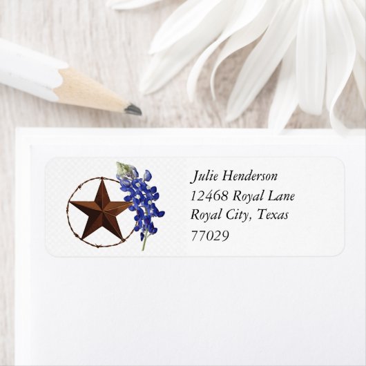 Bluebonnet retouradreslabel etiket (Insitu)