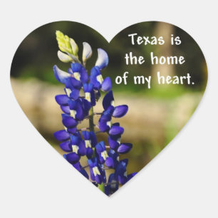 Bluebonnet "Texas is het huis van mijn hart" ticke Hart Sticker