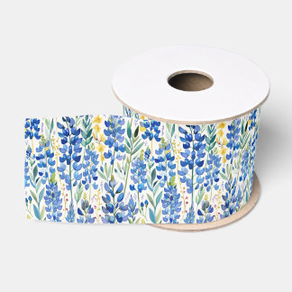 Bluebonnet Texas Wildflower, Blauw Bloempatroon Grosgrain Lint