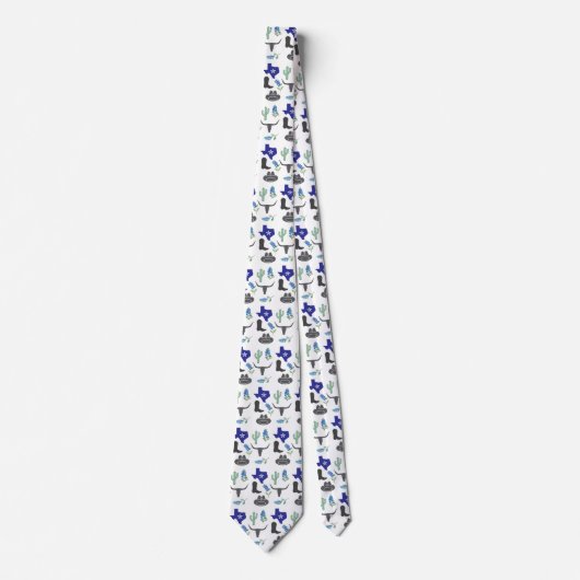 Bluebonnet Texas Wildflower Waterverf Patroon Stropdas (Voorkant)