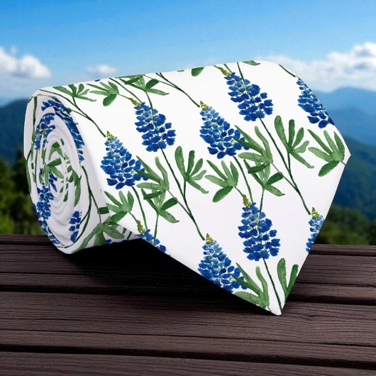 Bluebonnet Texas Wildflower Waterverf Patroon Stropdas