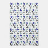 Bluebonnet Texas Wildflower Waterverf Patroon Theedoek (Verticaal)