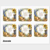 Bluebonnet Texas Zonnebloem Boho Bruidsfeest Vierkante Sticker (Vel)
