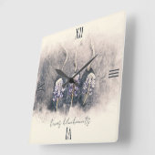 Bluebonnet Trio Sketched Waterverf Vierkante Klok (Hoek)