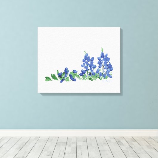 Bluebonnet Wild Flowers, Texas Flowers Canvas Afdruk (Insitu (Houten vloer))