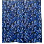 Bluebonnet Wildflower, Donkerblauw Texas Floral Douchegordijn (Voorkant)