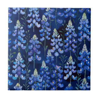 Bluebonnet Wildflower Patroon, Donkerblauwe Bloeme Tegeltje