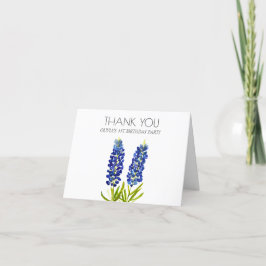 Bluebonnets 1e Eerste Verjaardagsfeestje Dank u Bedankkaart