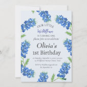 Bluebonnets 1e Verjaardag Blauwe Bloemen Kaart (Voorkant)