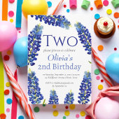 Bluebonnets 2e Verjaardag Blauwe Bloemen Kaart