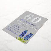 Bluebonnets 60th Verjaardag Blauw Bloemen Texas Go Folie Uitnodiging (Gedraaid)