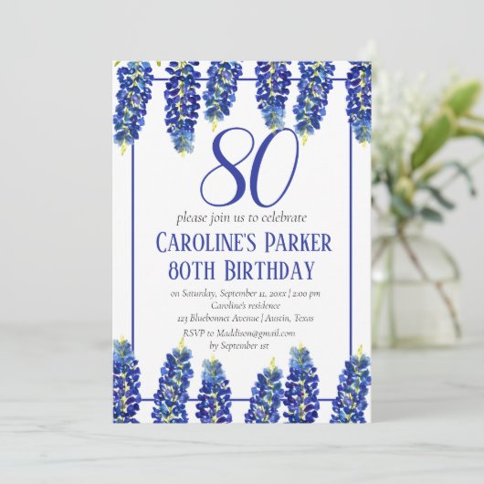 Bluebonnets 80th Verjaardag Blauw Bloemen Texas Kaart (Staand voorkant)